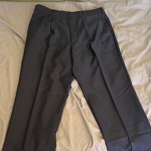Classic Black Men's Dress Pants - Smooth Flat Front Trousers